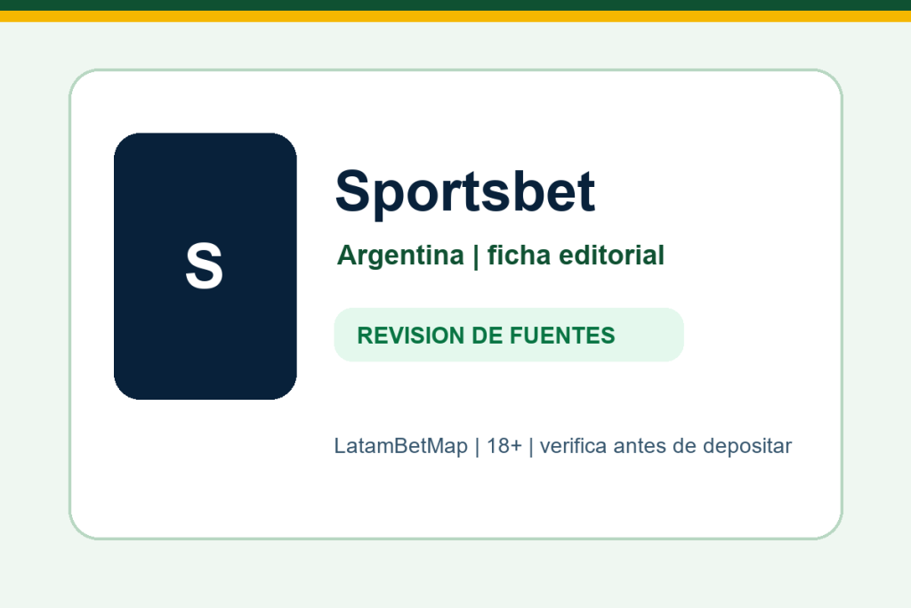 Ficha editorial de Sportsbet para Argentina en LatamBetMap