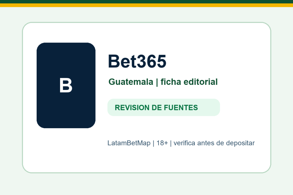Ficha editorial de Bet365 para Guatemala en LatamBetMap