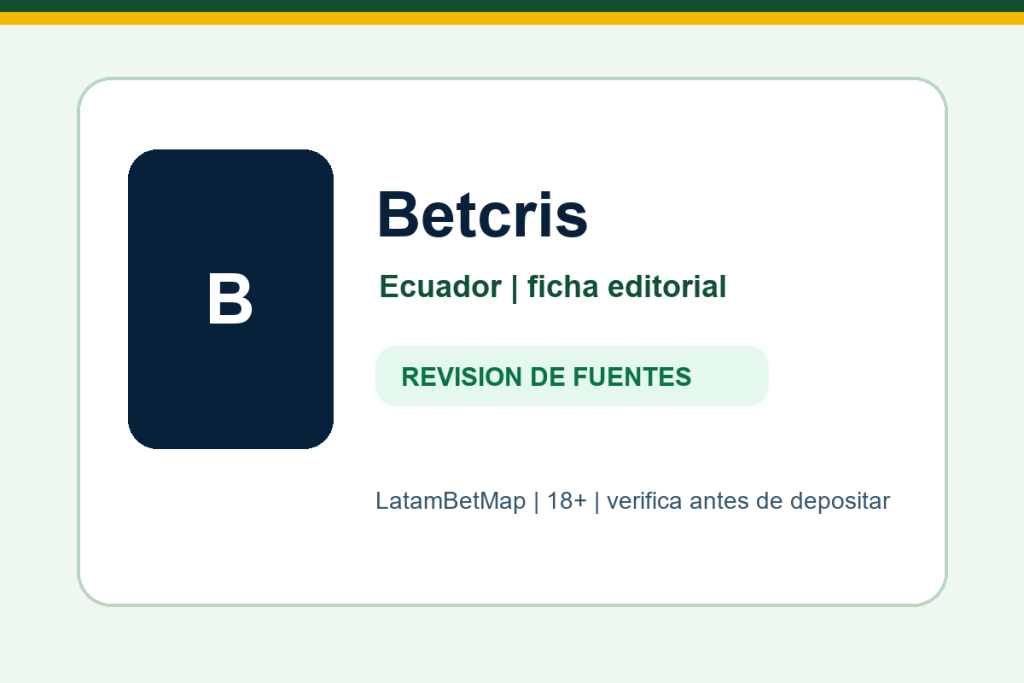 Ficha editorial de Betcris para Ecuador en LatamBetMap