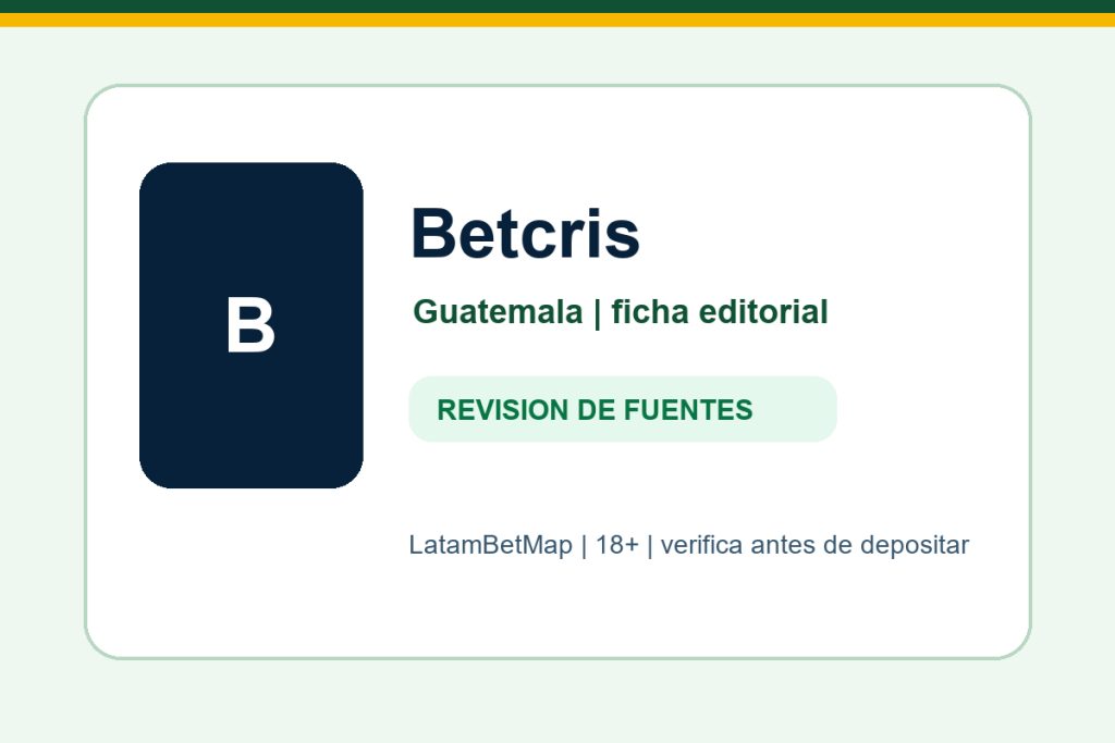Ficha editorial de Betcris para Guatemala en LatamBetMap