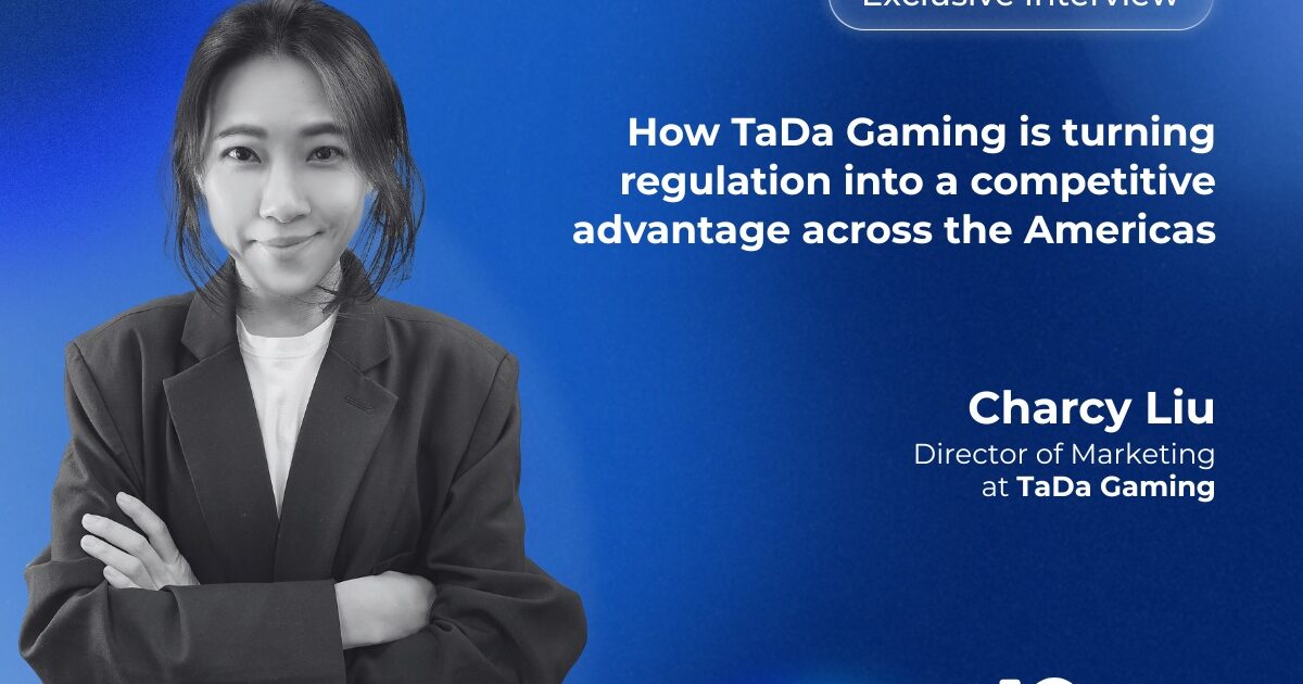 Charcy Liu, Director of Marketing at TaDa Gaming, speaking at an industry event.