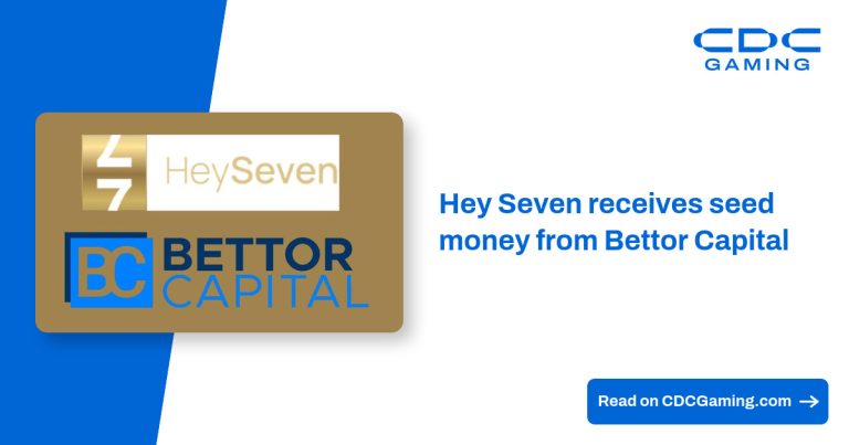 Ilustración de inteligencia artificial analizando datos de jugadores en un entorno de casino, con el logo de Hey Seven y Bettor Capital.
