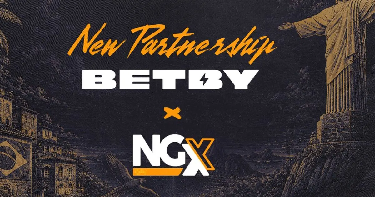 Logotipos de BETBY y NGX sobre fondo azul, representando la alianza tecnológica en el mercado brasileño de apuestas deportivas