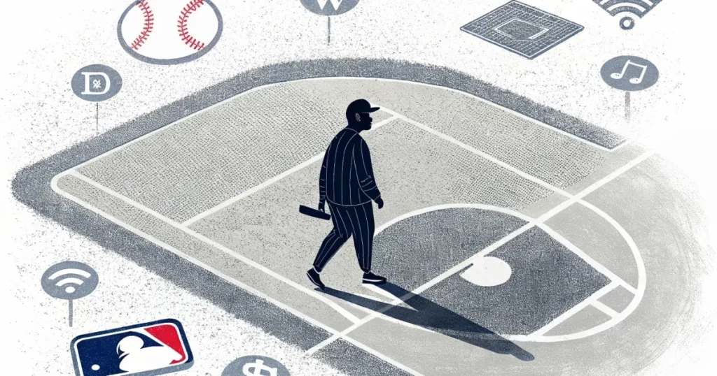 Logotipo de Kalshi en la cartelería digital de un estadio de béisbol de la MLB