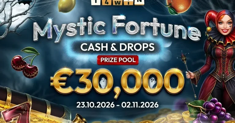 Golden Joker Halloween de 1spin4win, slot de alta volatilidad con temática de Halloween y mecánica Plus Coin, parte de la promoción Mystic Fortune Cash & Drops